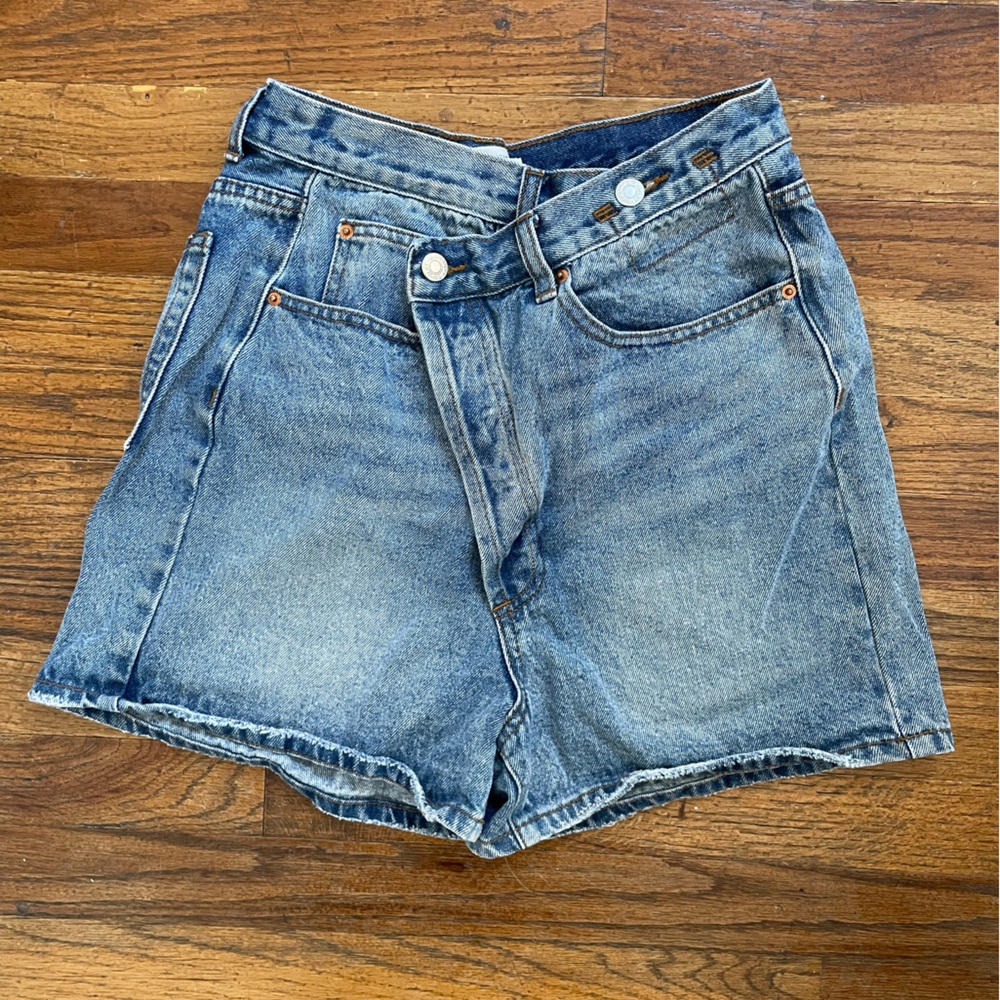 Cross Over Denim Shorts